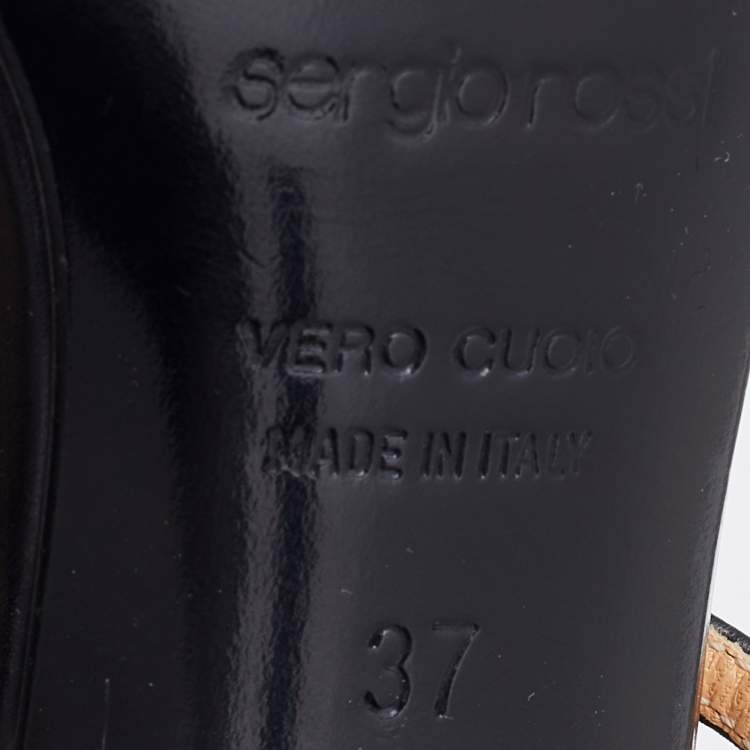 Pre Owned Sergio Rossi Black Leather Strappy Sandals Size 37