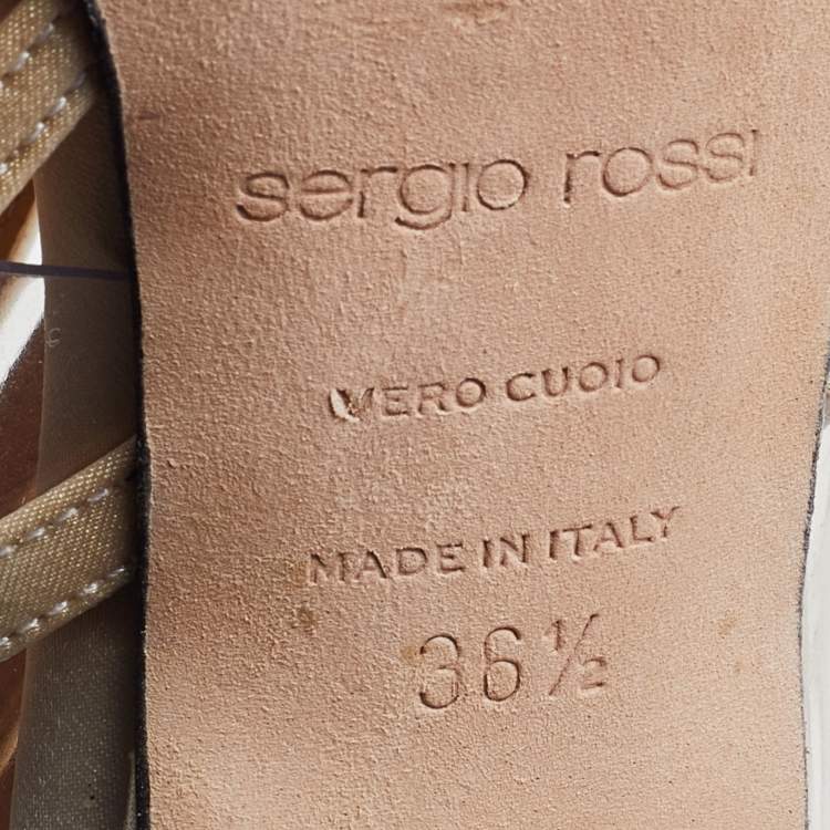 Pre Owned Sergio Rossi Cream/Transparent Satin and PVC Strappy Sandals Size 36.5