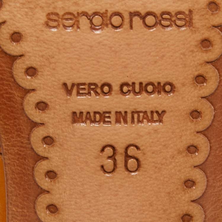 Pre Owned Sergio Rossi Tan Leather Mules Size 36