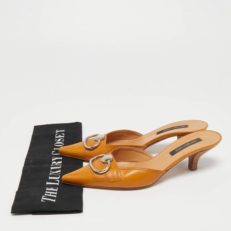 Pre Owned Sergio Rossi Tan Leather Mules Size 36