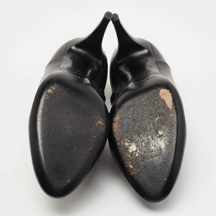 Pre Owned Sergio Rossi Black Leather Zip Booties Size 38.5