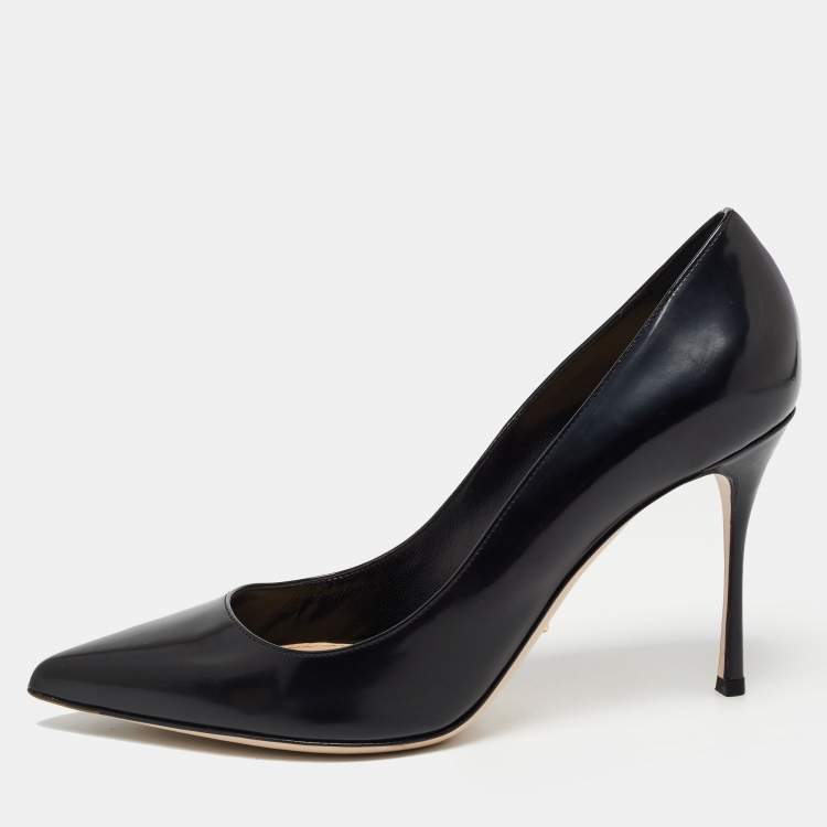 Pre Owned Sergio Rossi Black Patent Leather Pointed Toe Pumps Size 40