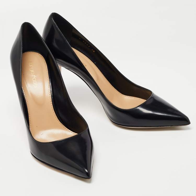 Pre Owned Sergio Rossi Black Patent Leather Pointed Toe Pumps Size 40