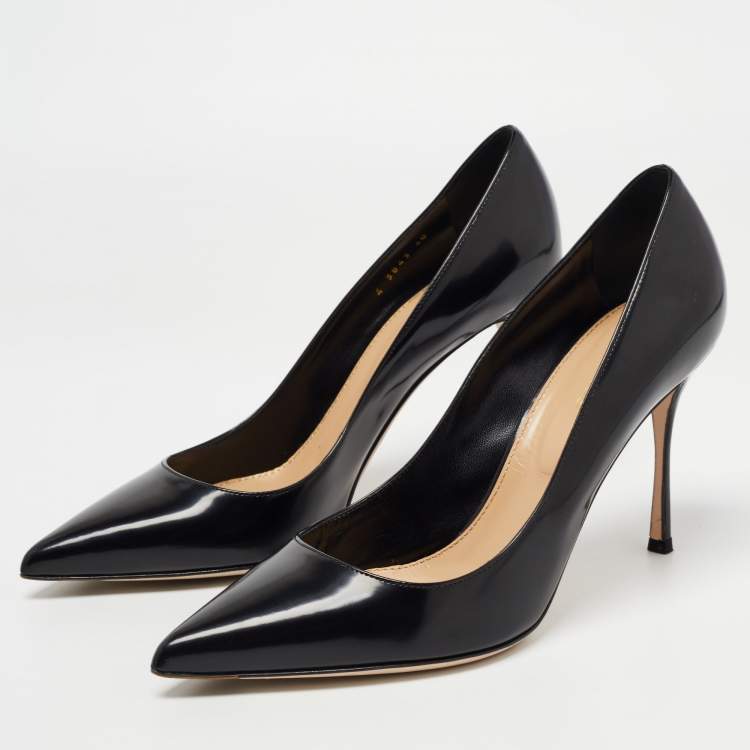 Pre Owned Sergio Rossi Black Patent Leather Pointed Toe Pumps Size 40