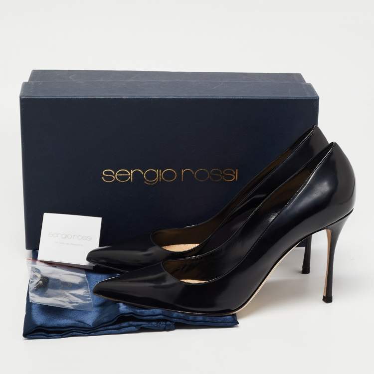 Pre Owned Sergio Rossi Black Patent Leather Pointed Toe Pumps Size 40