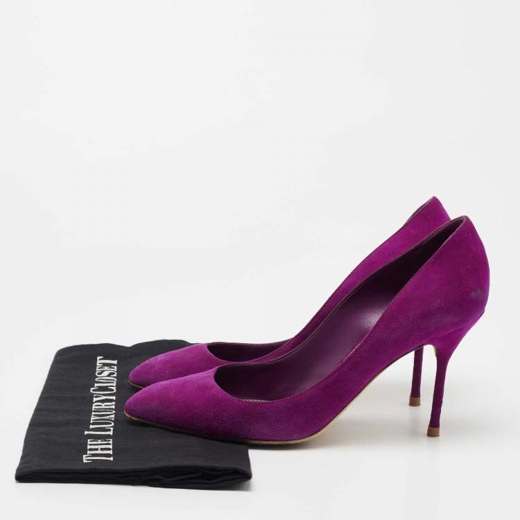 Pre Owned Sergio Rossi Purple Suede Pointed Toe  Pumps Size 38