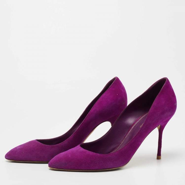 Pre Owned Sergio Rossi Purple Suede Pointed Toe  Pumps Size 38