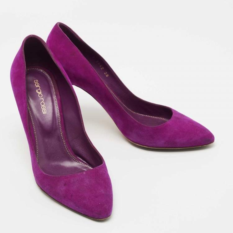 Pre Owned Sergio Rossi Purple Suede Pointed Toe  Pumps Size 38