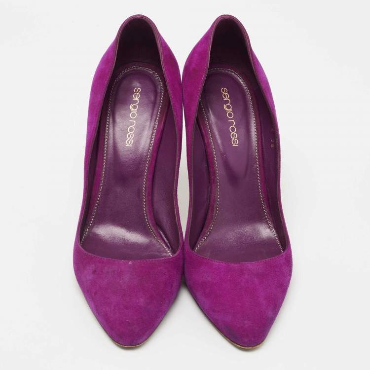 Pre Owned Sergio Rossi Purple Suede Pointed Toe  Pumps Size 38