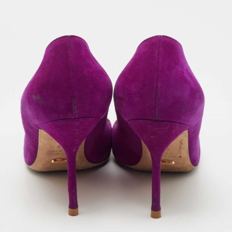 Pre Owned Sergio Rossi Purple Suede Pointed Toe  Pumps Size 38