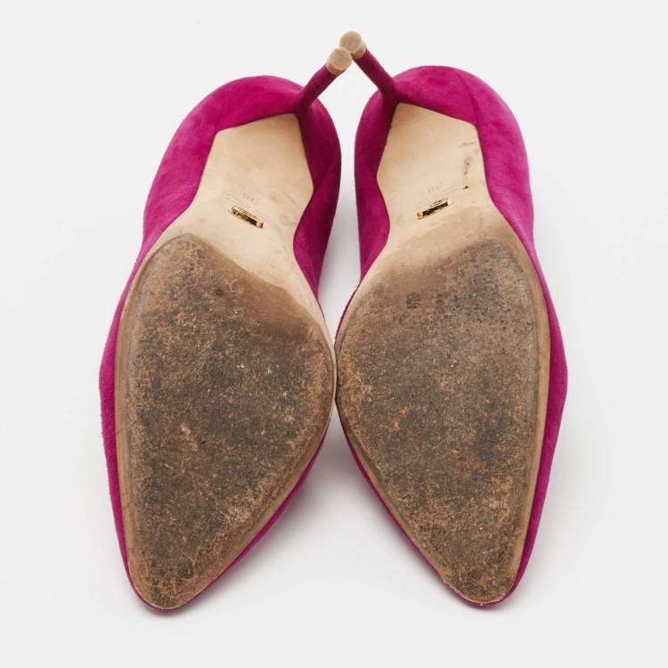 Pre Owned Sergio Rossi Purple Suede Pointed Toe  Pumps Size 38