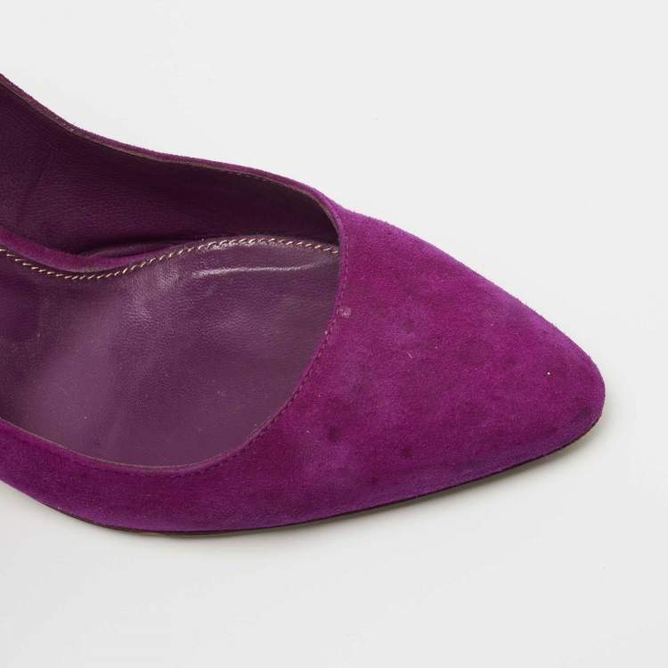 Pre Owned Sergio Rossi Purple Suede Pointed Toe  Pumps Size 38