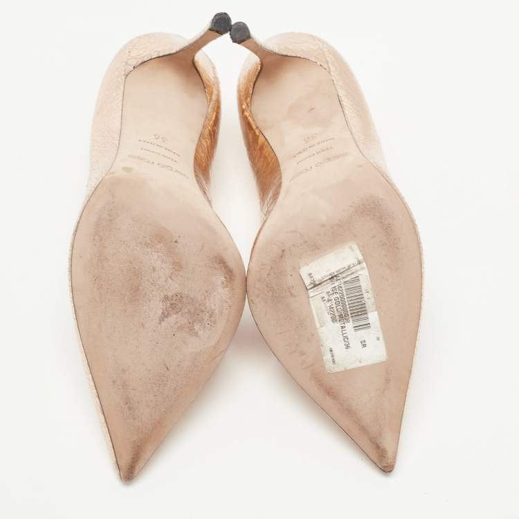Pre Owned Sergio Rossi Metallic Textured Leather Pointed Toe Pumps Size 36