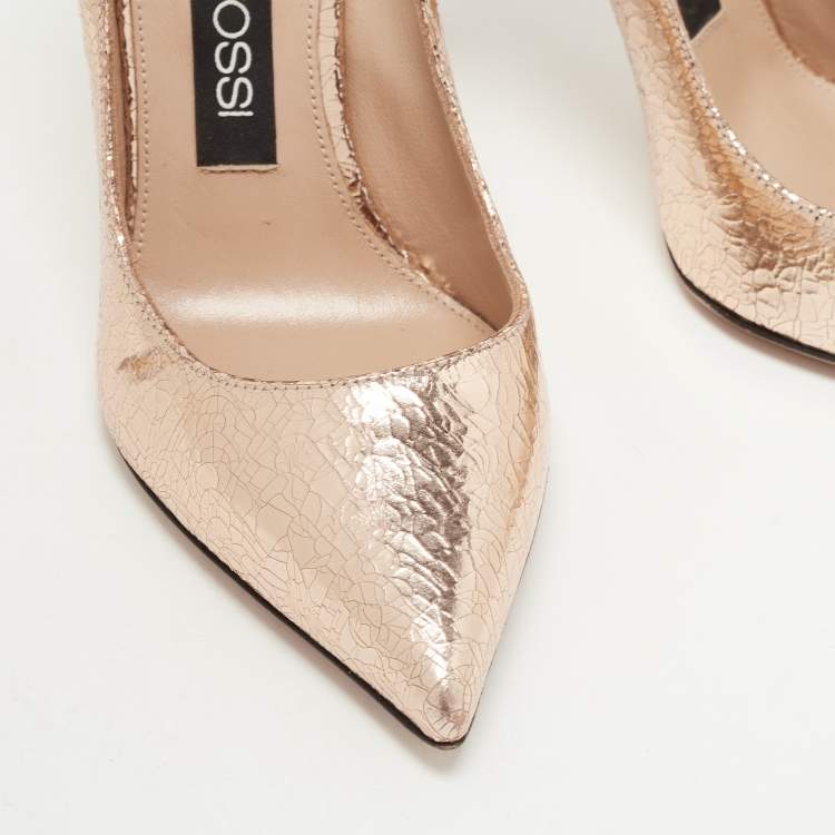 Pre Owned Sergio Rossi Metallic Textured Leather Pointed Toe Pumps Size 36