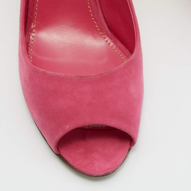 مملوكة مسبقًا Sergio Rossi Pink Suede Peep Toe Pumps Size 38.5