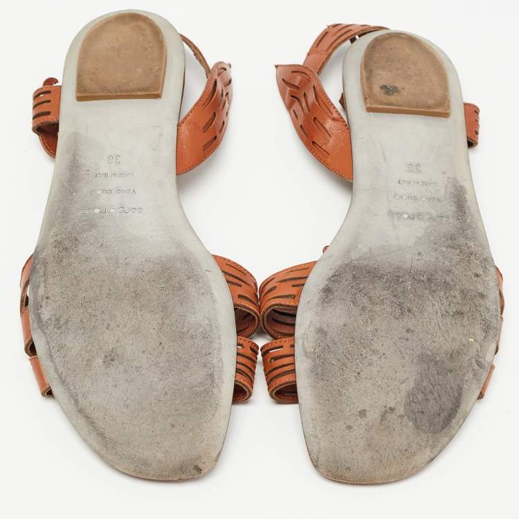 Pre Owned Sergio Rossi Brown Leather Flats Size 38
