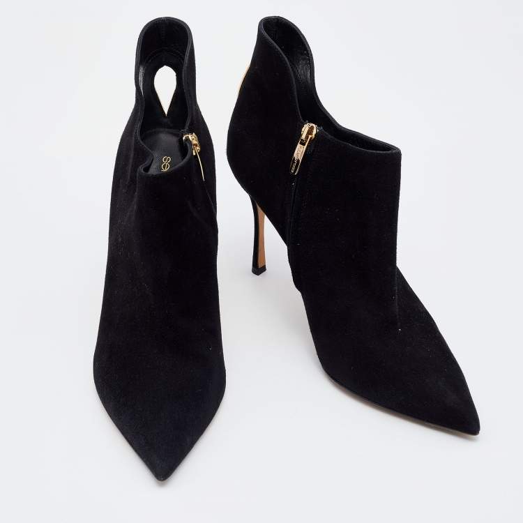 Pre Owned Sergio Rossi Black Suede Ankle Booties Size 38