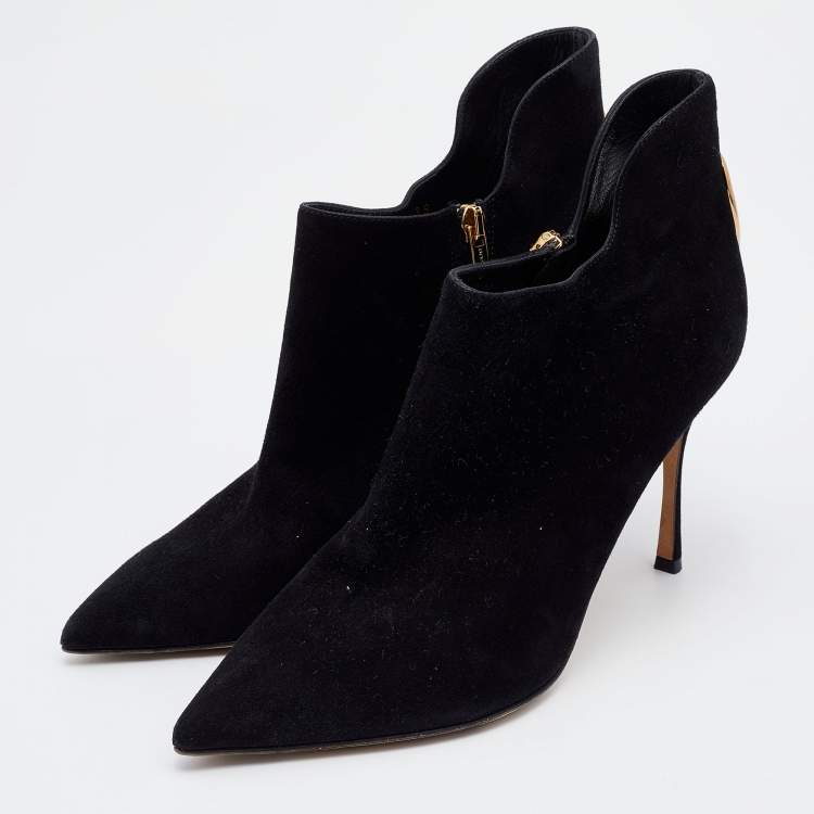 Pre Owned Sergio Rossi Black Suede Ankle Booties Size 38