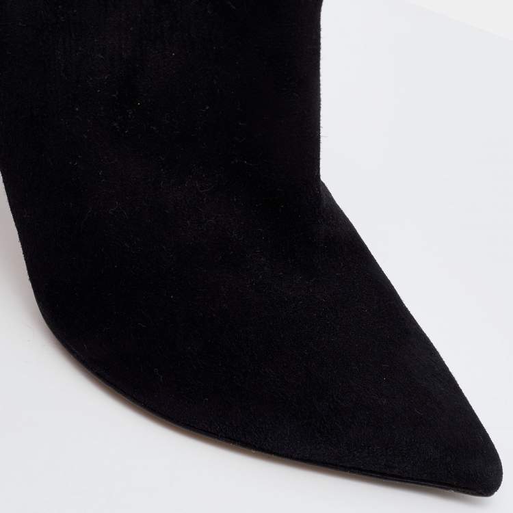 Pre Owned Sergio Rossi Black Suede Ankle Booties Size 38