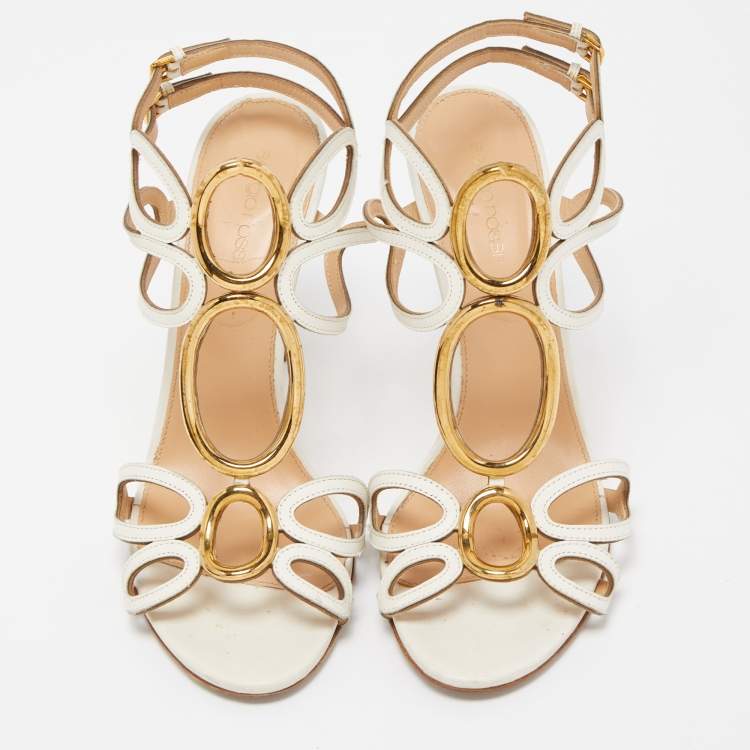 مملوكة مسبقًا Sergio Rossi White Leather Farrah Sandals Size 41