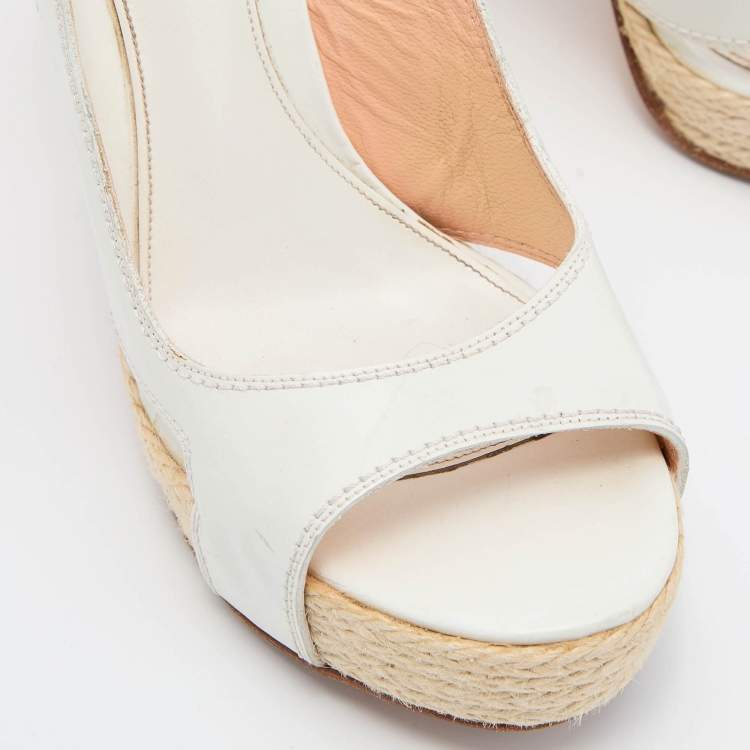 مملوكة مسبقًا Sergio Rossi Off White Leather Block Heel Slingback Sandals Size 37.5