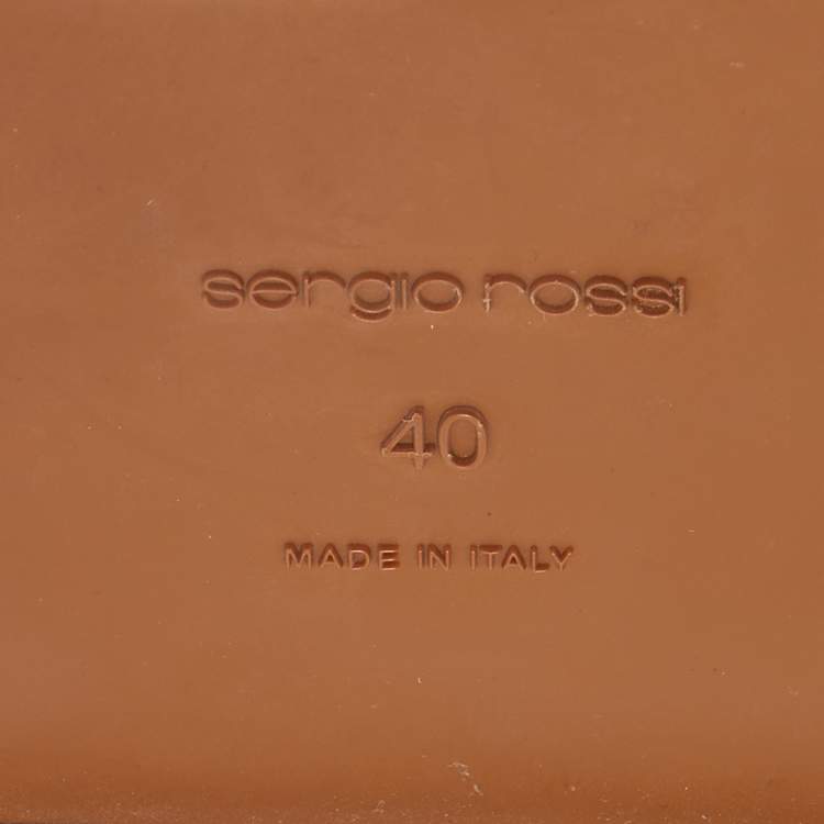 Pre Owned Sergio Rossi Beige Leather and Raffia Ankle Strap Flat Sandals Size 40