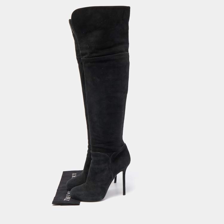 Pre Owned Sergio Rossi Black Suede knee Length Boots Size 41
