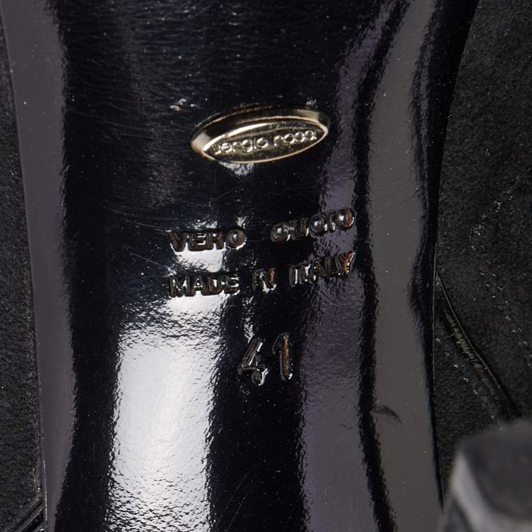 Pre Owned Sergio Rossi Black Suede knee Length Boots Size 41