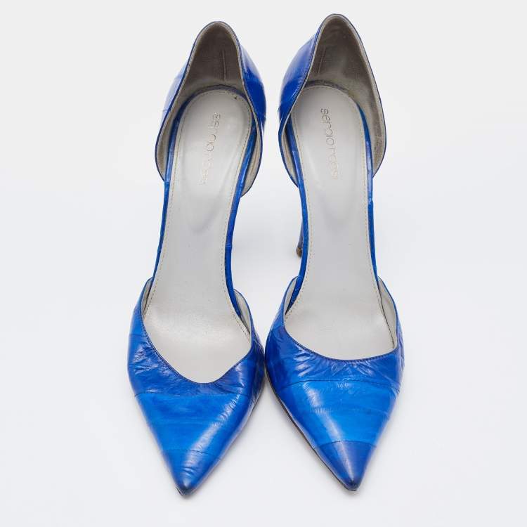 Pre Owned Sergio Rossi Blue Eel Leather D'orsay Pumps Size 41