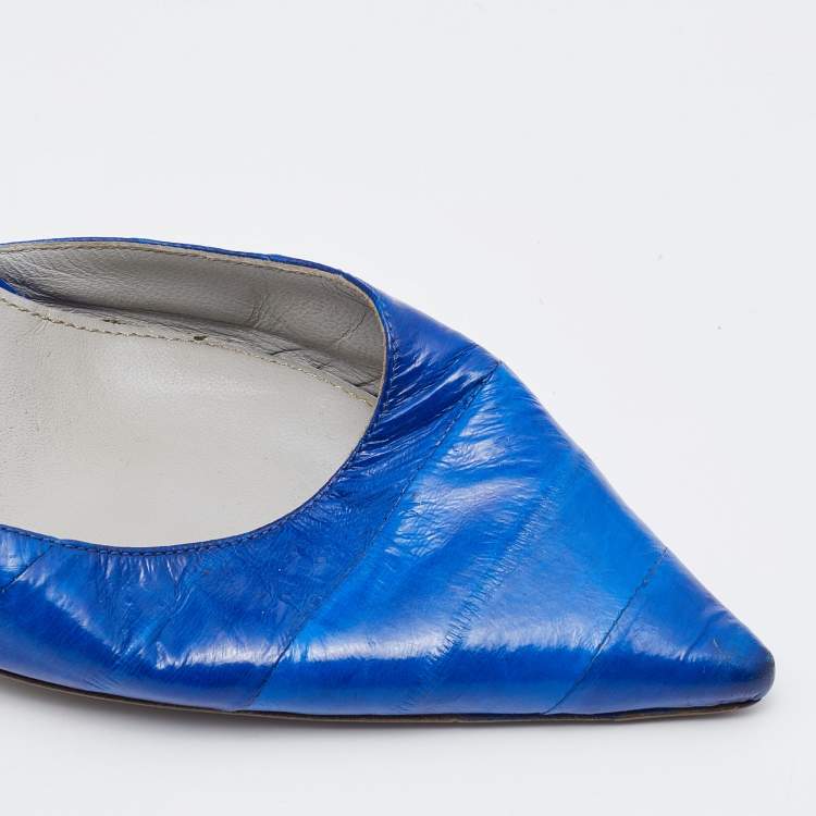 Pre Owned Sergio Rossi Blue Eel Leather D'orsay Pumps Size 41