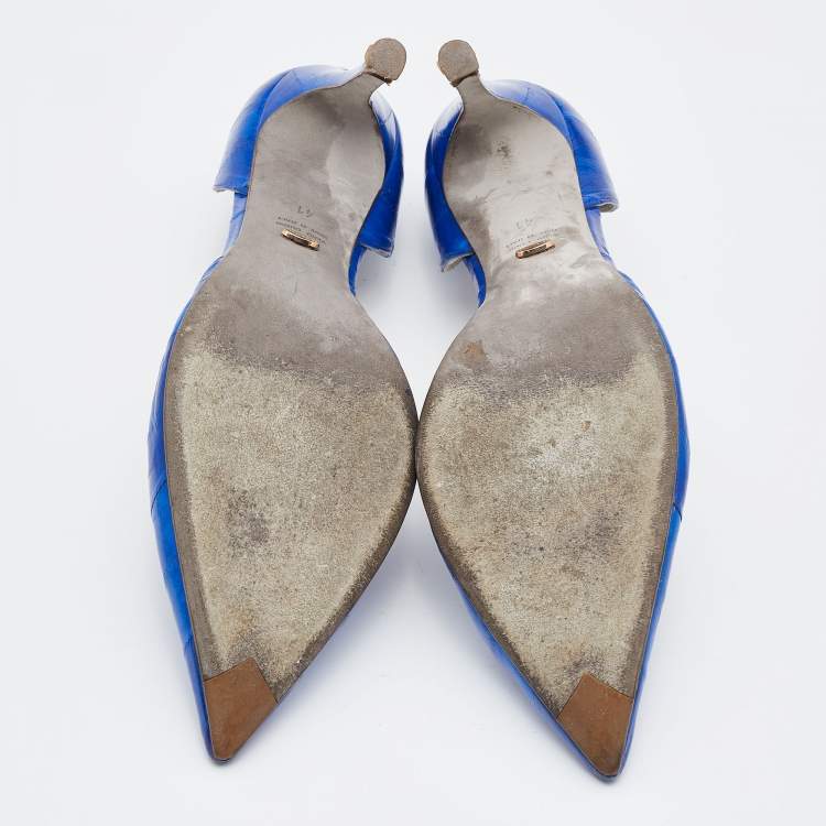Pre Owned Sergio Rossi Blue Eel Leather D'orsay Pumps Size 41