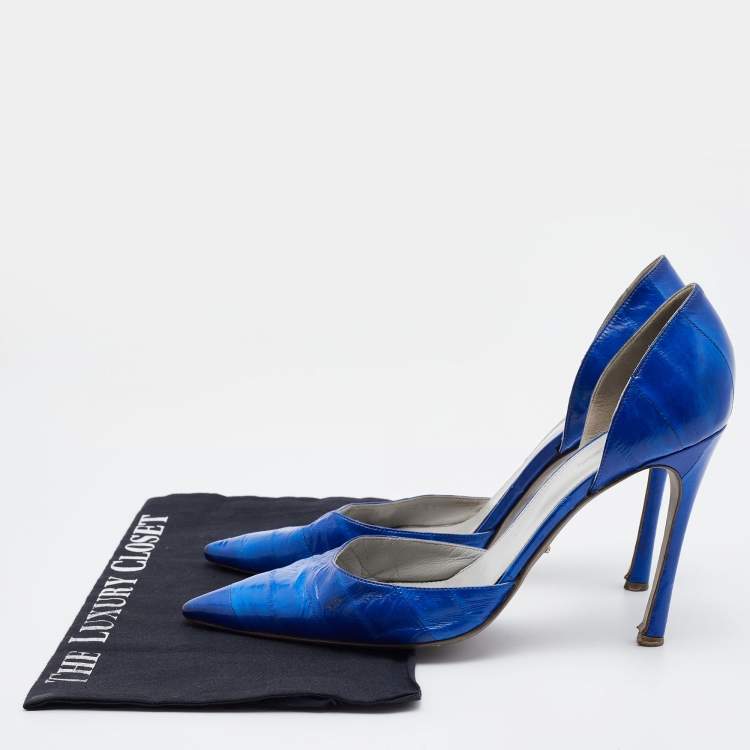 Pre Owned Sergio Rossi Blue Eel Leather D'orsay Pumps Size 41