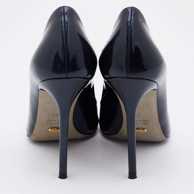 مملوكة مسبقًا Sergio Rossi Dark Blue Patent Leather Pumps Size 37