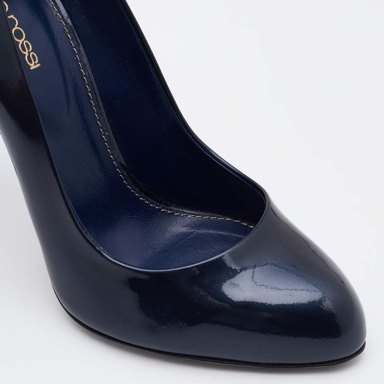 مملوكة مسبقًا Sergio Rossi Dark Blue Patent Leather Pumps Size 37