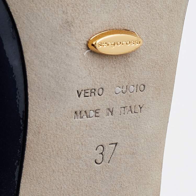 مملوكة مسبقًا Sergio Rossi Dark Blue Patent Leather Pumps Size 37
