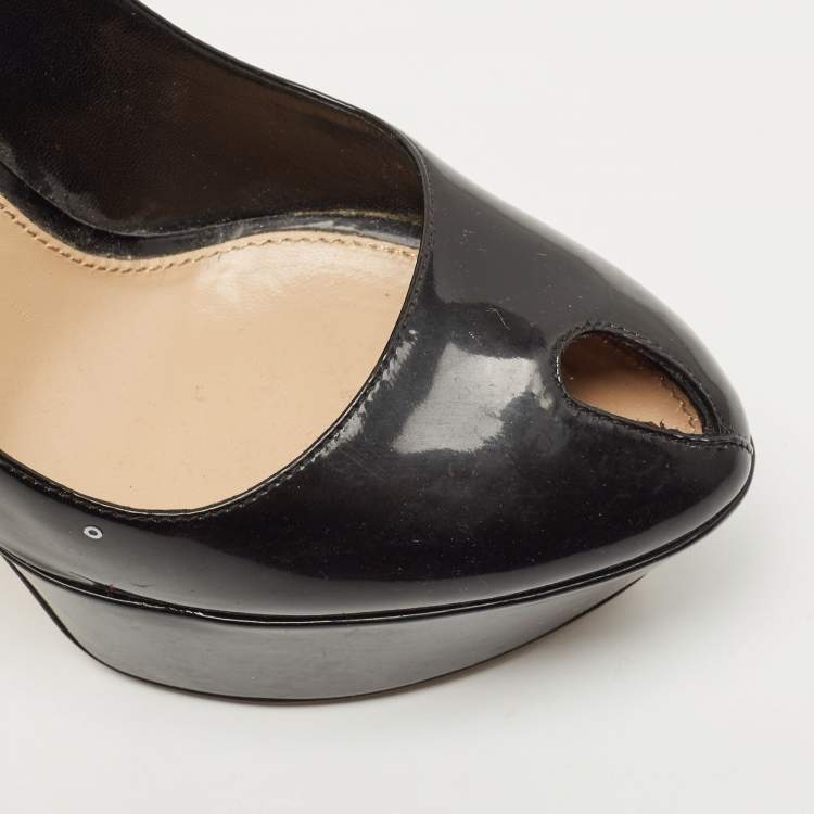 Pre Owned Sergio Rossi Black Patent Leather Cachet Pumps Size 39