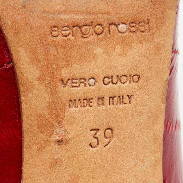 Pre Owned Sergio Rossi Red Eel Leather Round-Toe Pumps Size 39