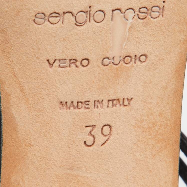 مملوكة مسبقًا Sergio Rossi Black Leather Strappy Peep Toe Sandals Size 39