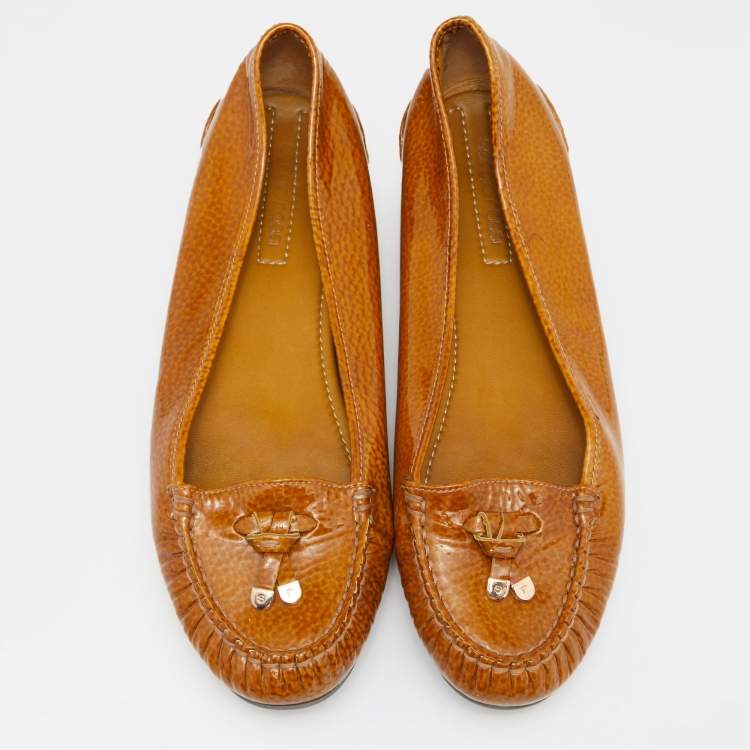 Pre Owned Sergio Rossi Brown Patent Leather Ballet Flats Size 40