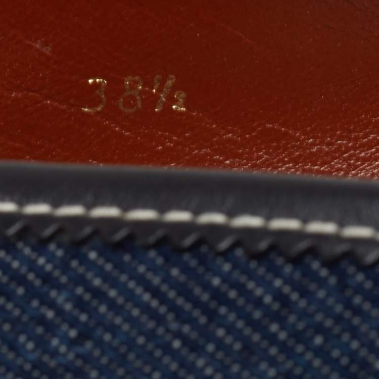 Pre Owned Sergio Rossi Blue Denim Bow Espadrille Ballet Flats Size 38.5