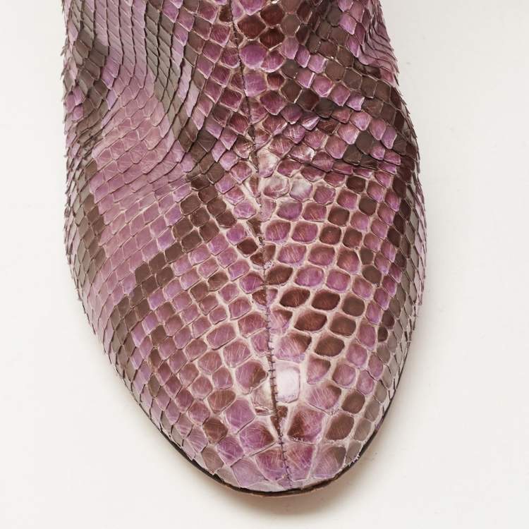 Pre Owned Sergio Rossi Purple Python Knee Length Boots Size 41