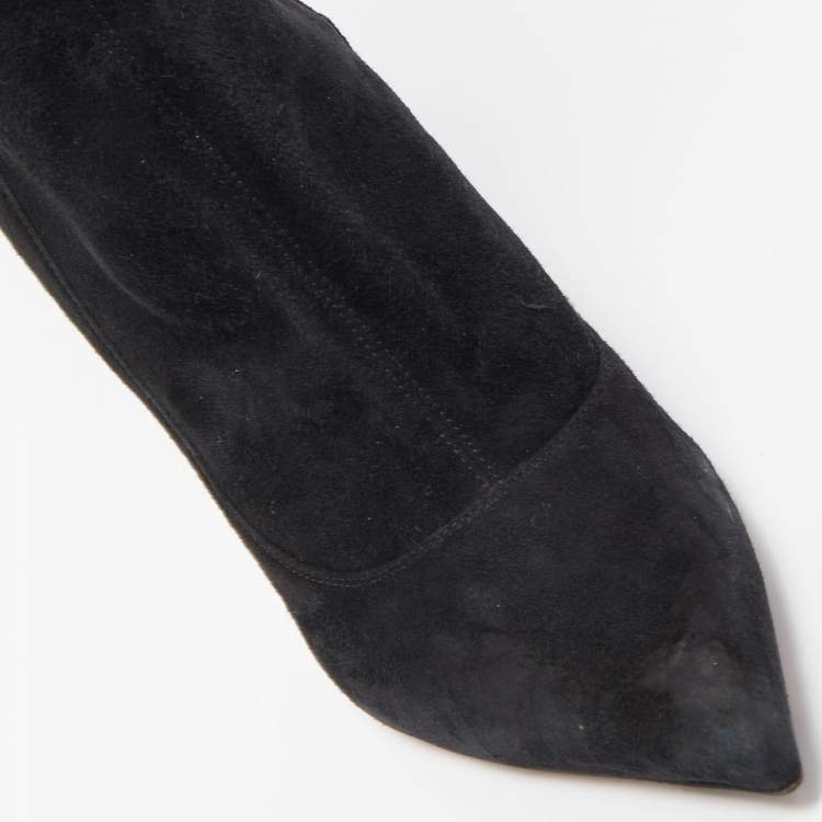 Pre Owned Sergio Rossi Black Suede Over The Knee Boots Size 39