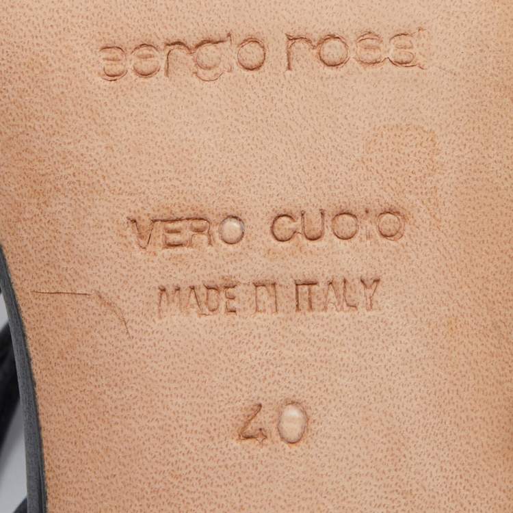 مملوكة مسبقًا Sergio Rossi Black Leather Slide Sandals Size 40