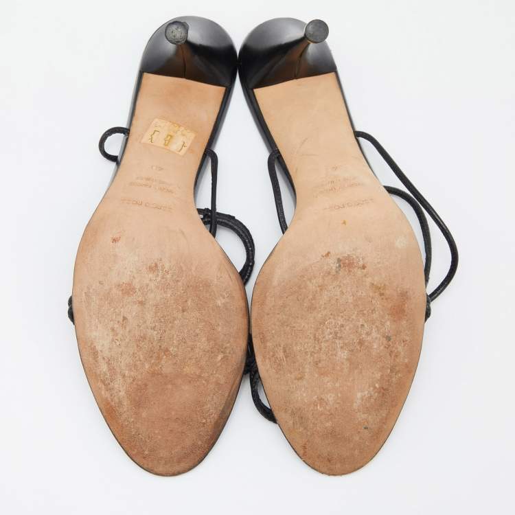 مملوكة مسبقًا Sergio Rossi Black Leather Slide Sandals Size 40