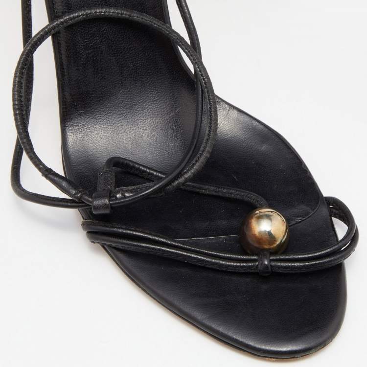 مملوكة مسبقًا Sergio Rossi Black Leather Slide Sandals Size 40