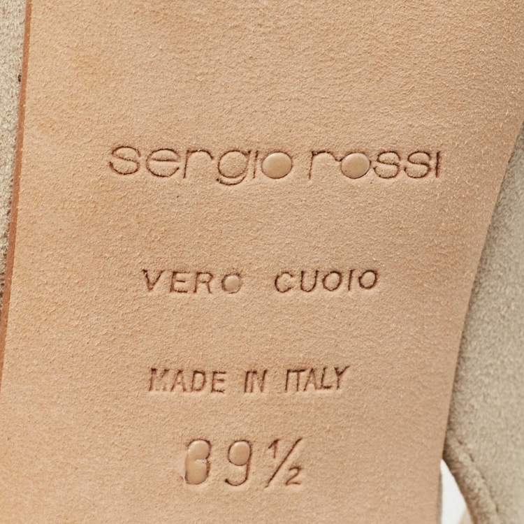 Pre Owned Sergio Rossi Light Grey Suede Platform Slingback Sandals Size 39.5