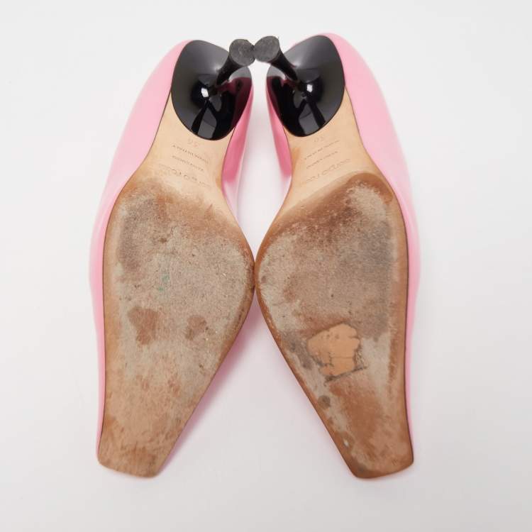 Pre Owned Sergio Rossi Pink Patent Leather Square Toe Pumps Size 36