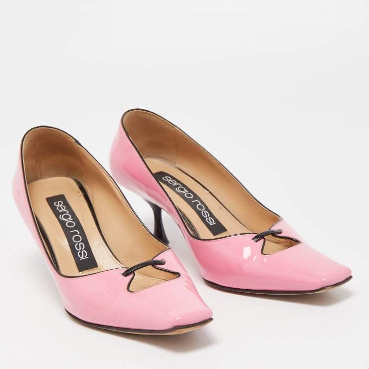 Pre Owned Sergio Rossi Pink Patent Leather Square Toe Pumps Size 36