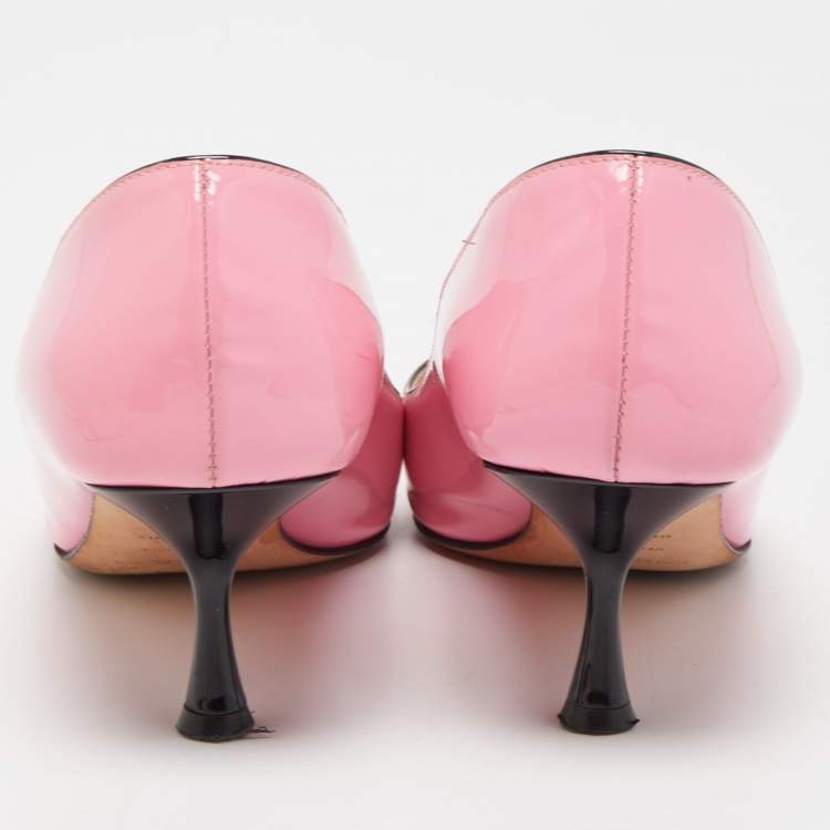 Pre Owned Sergio Rossi Pink Patent Leather Square Toe Pumps Size 36