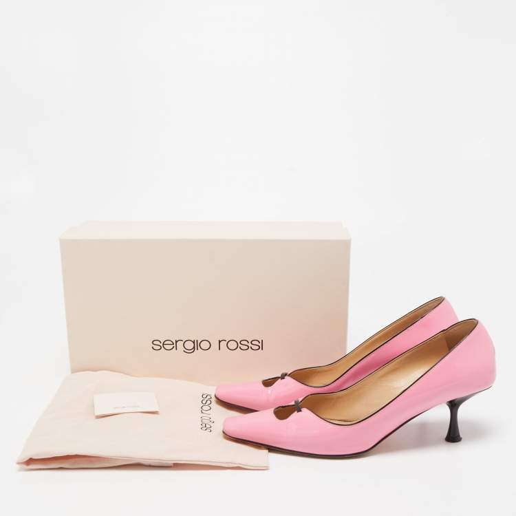 Pre Owned Sergio Rossi Pink Patent Leather Square Toe Pumps Size 36